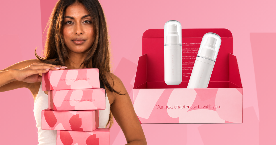Girl holding Lust Minerals 2026 Birthday Box containing 2 x unreleased Lust Minerals Products 